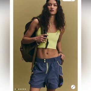 FP Movement by Free People Navy Blue Active Cargo Shorts with Yellow Trim